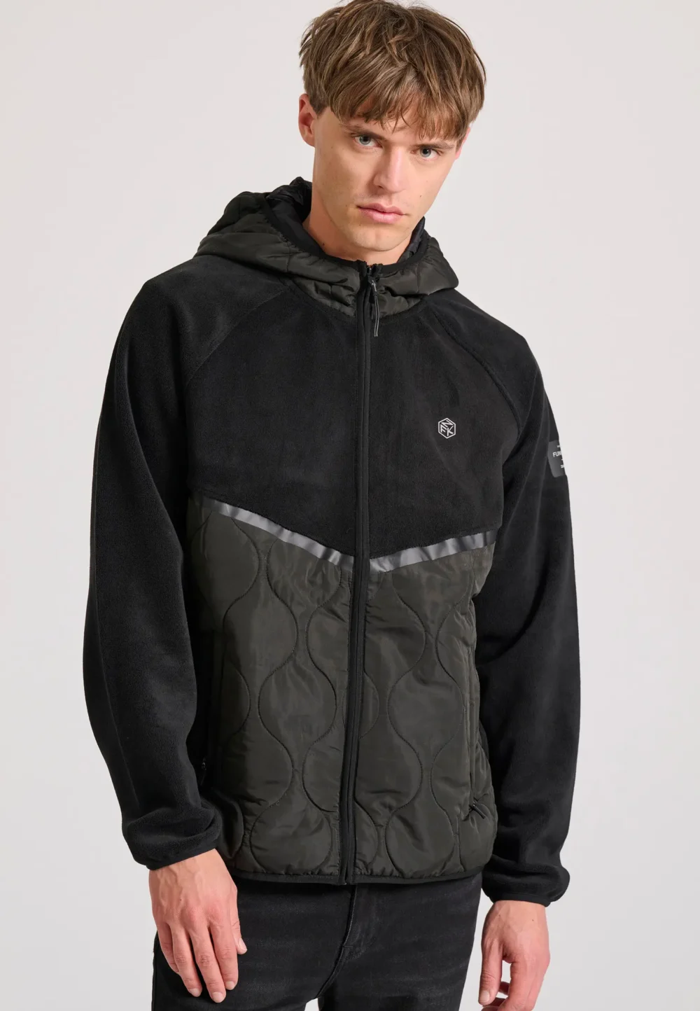 Oversized fleece ζακέτα φούτερ με κουκούλα