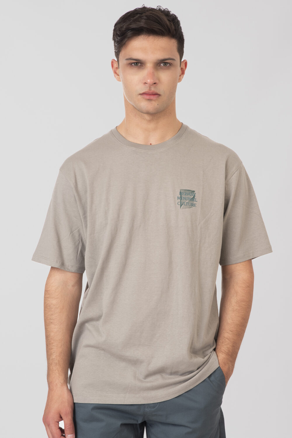 T-Shirts Front-Back Printed Relaxed Fit (Heavy Jersey) - Lt Smoke - Rebase