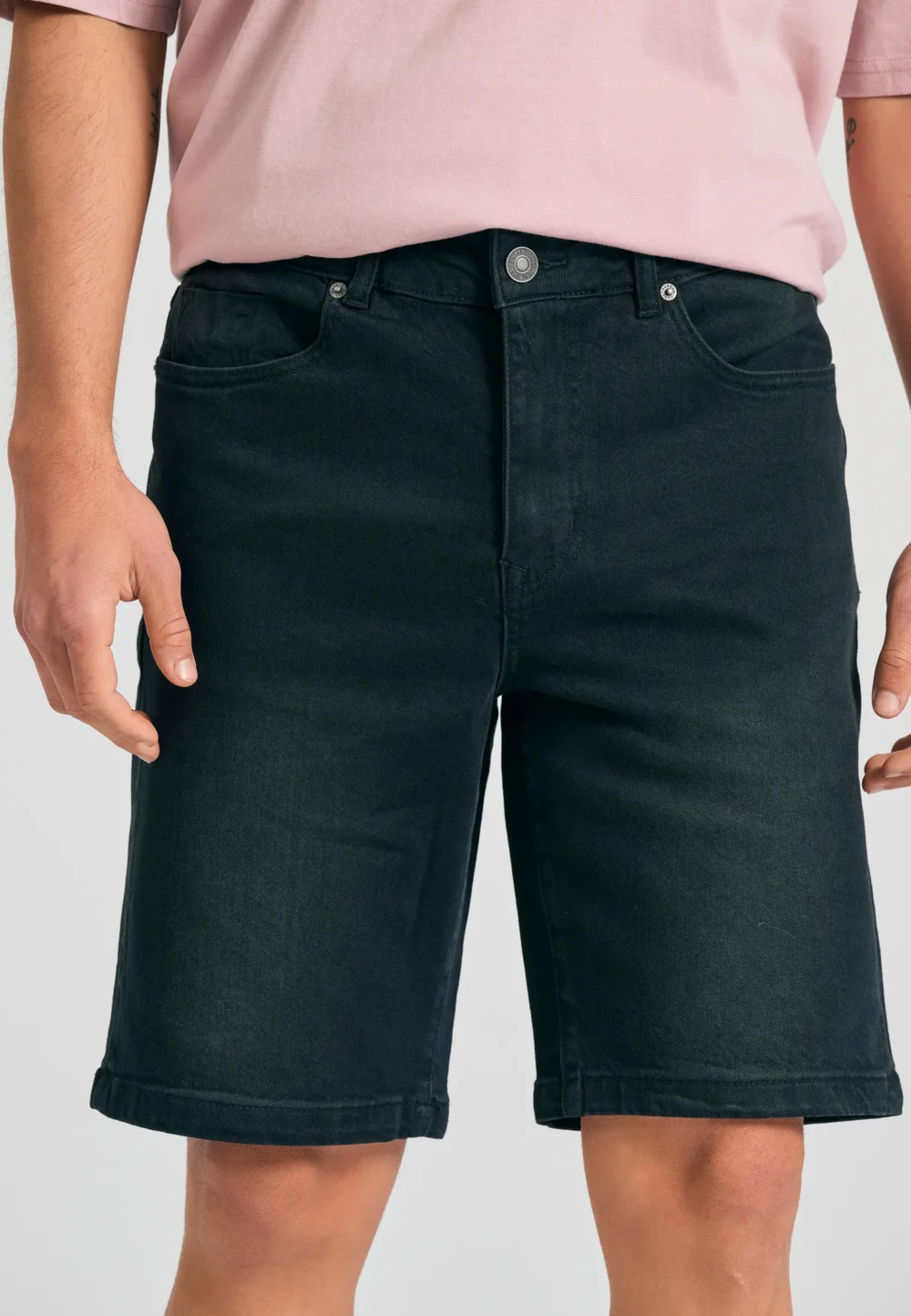 Ανδρική τζιν βερμούδα με ελαφρύ ξεθώριασμα - Funky Buddha