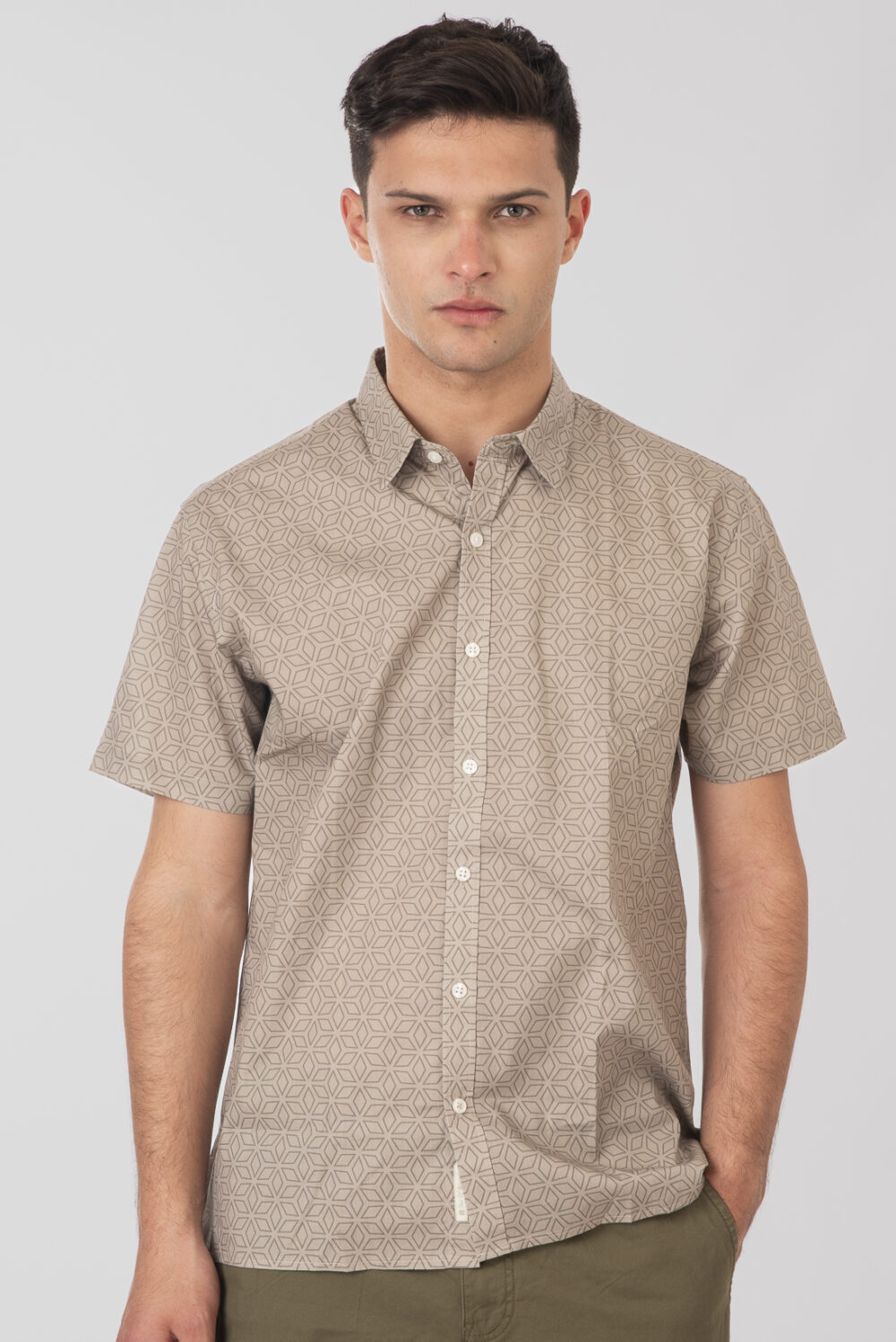 Shirts with Short Sleeves and Patterned Print - Taupe - Rebase