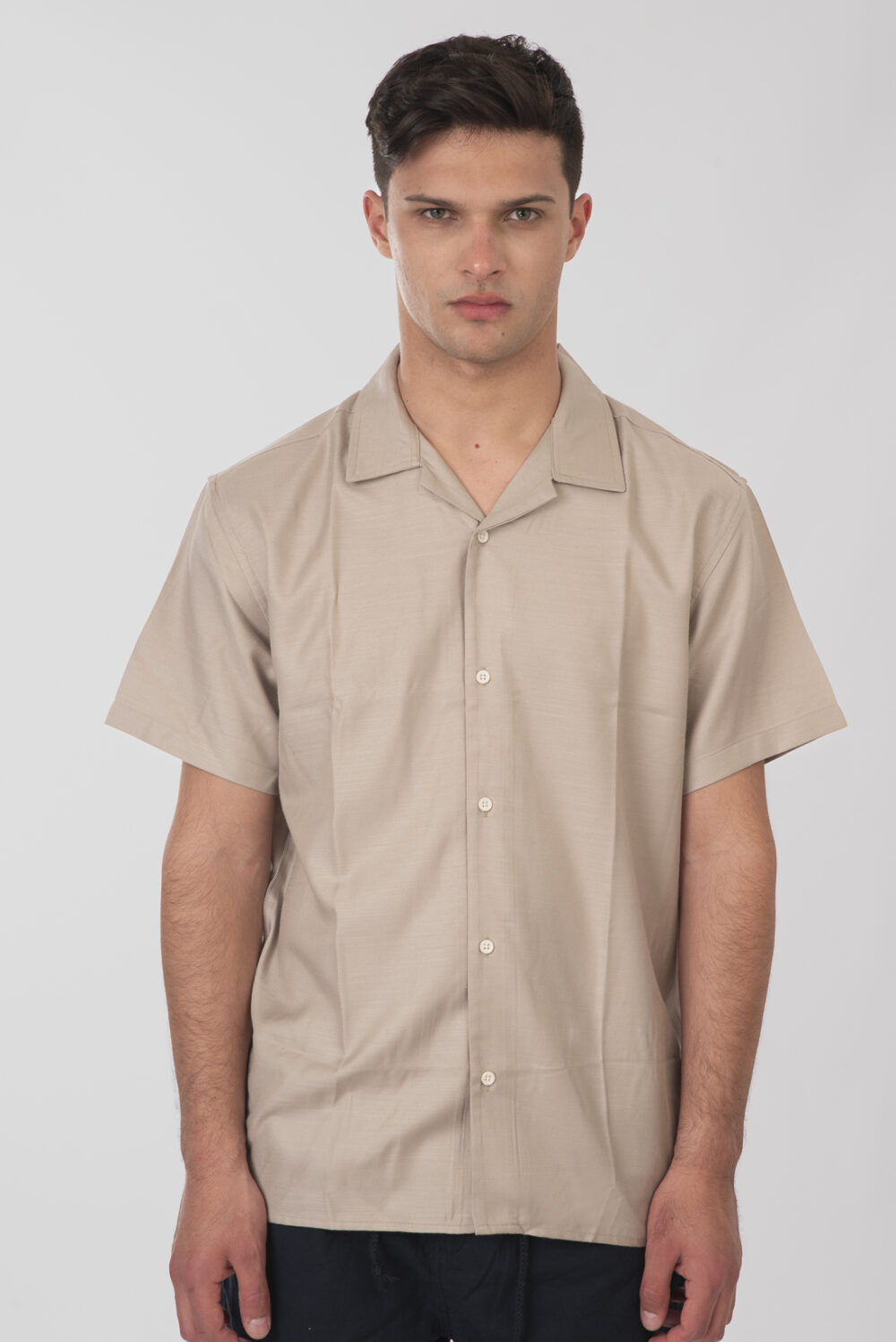 Shirts with Byron Collar and Short Sleeves (Relaxed Fit) - Ash - Rebase