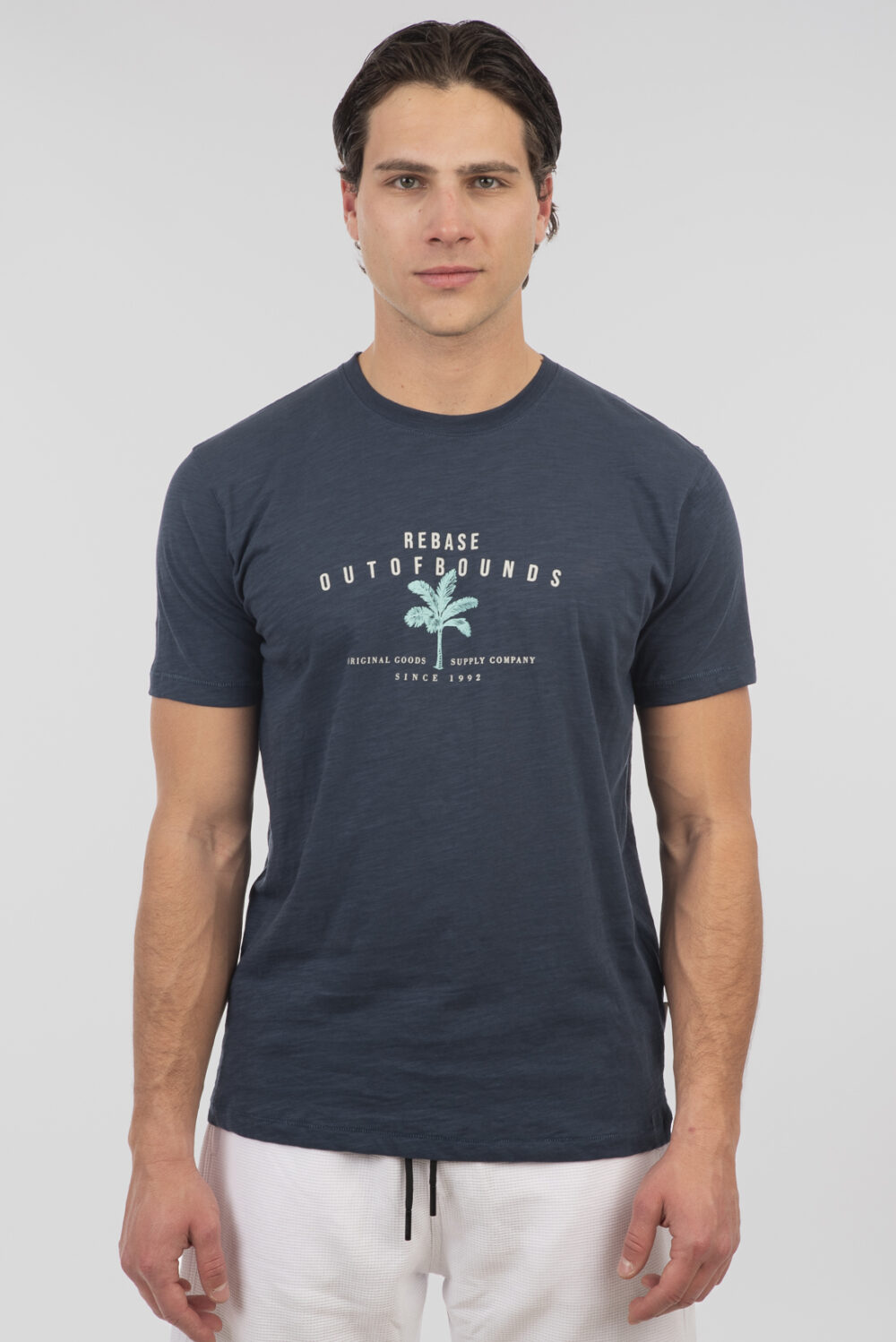 Ανδρικό T-Shirt με Στάμπα - Midnight Blue - Rebase