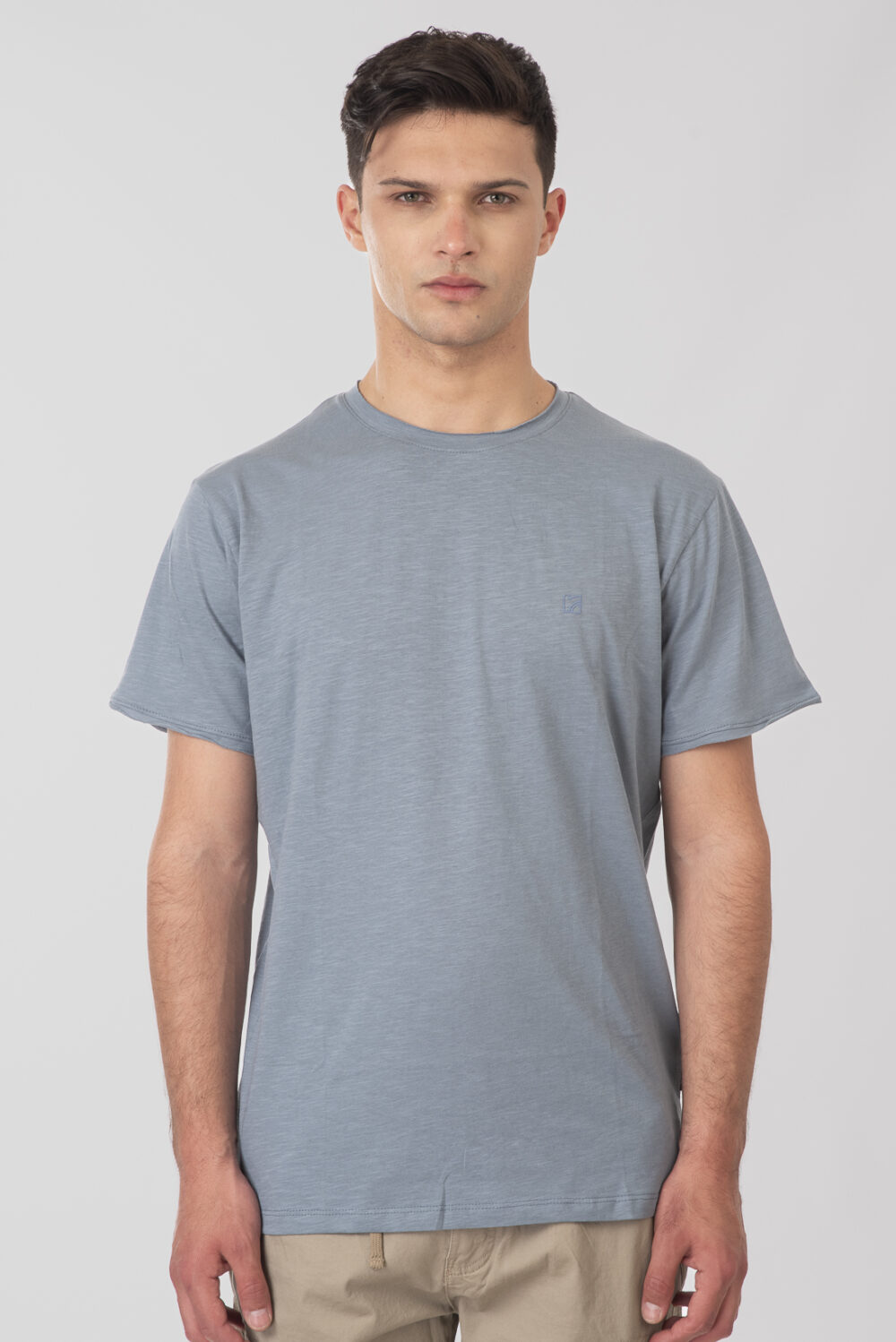 T-Shirts with Raw Edges at Neck and Sleeves - Blue - Rebase