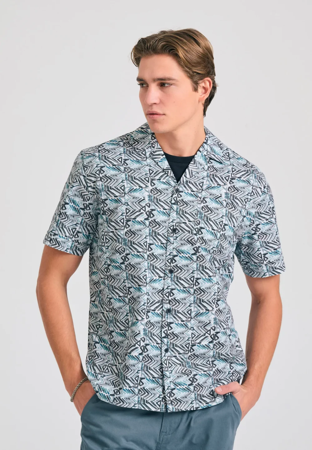 Relaxed fit πουκάμισο με abstact illusion τύπωμα - Funky Buddha
