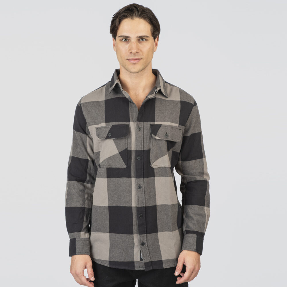 Shirts Fannel- BLACK MD GREY