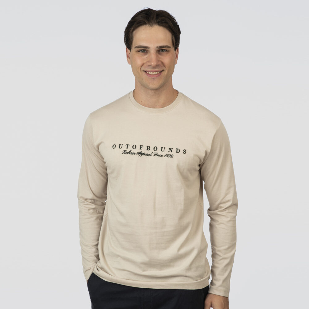 T-SHIRT Longsleeve with Dense Embroidery- ICE GREY