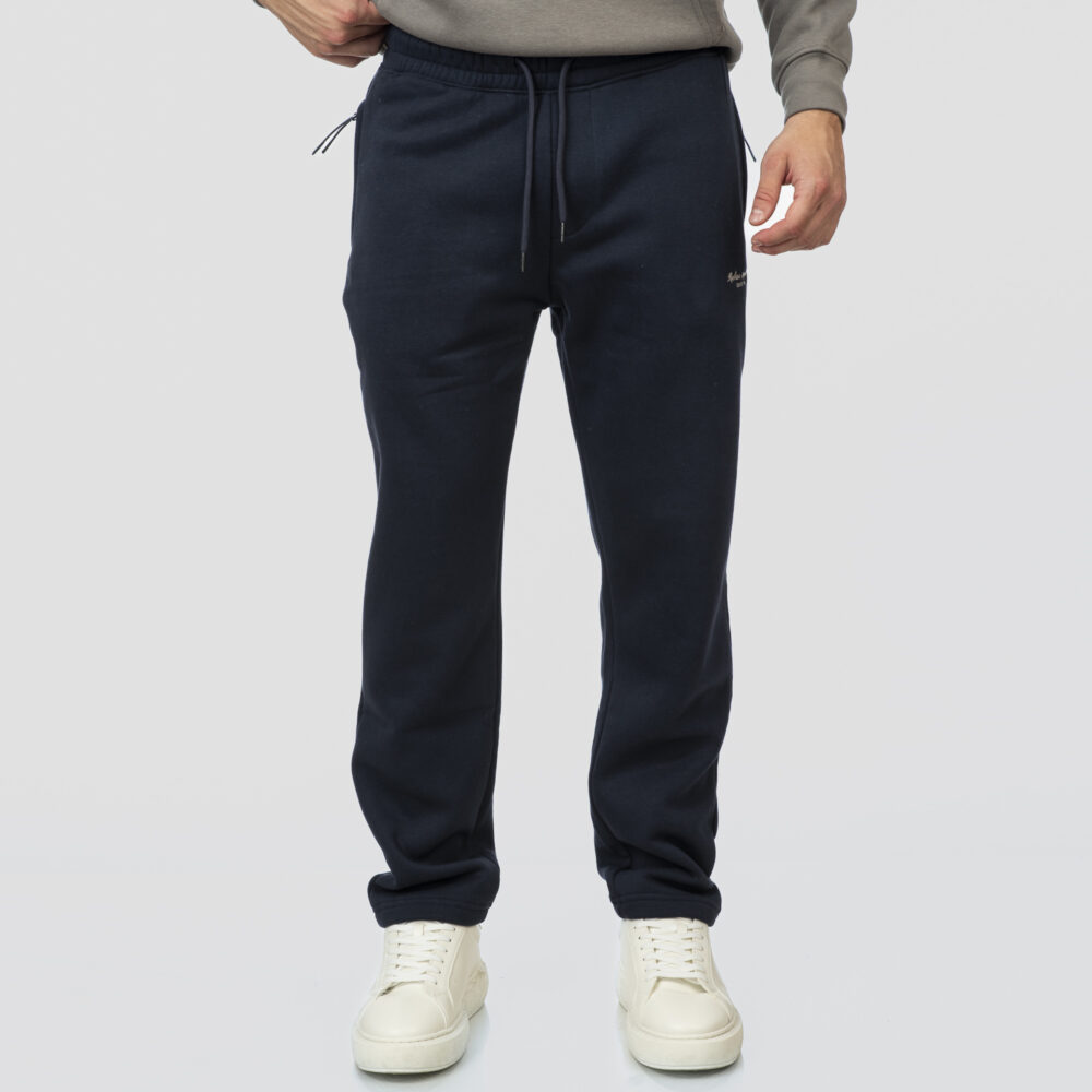 Jogger Pants with Elastic Waistband and Zippered Pockets (Brushed Fleece)- DK BLUE