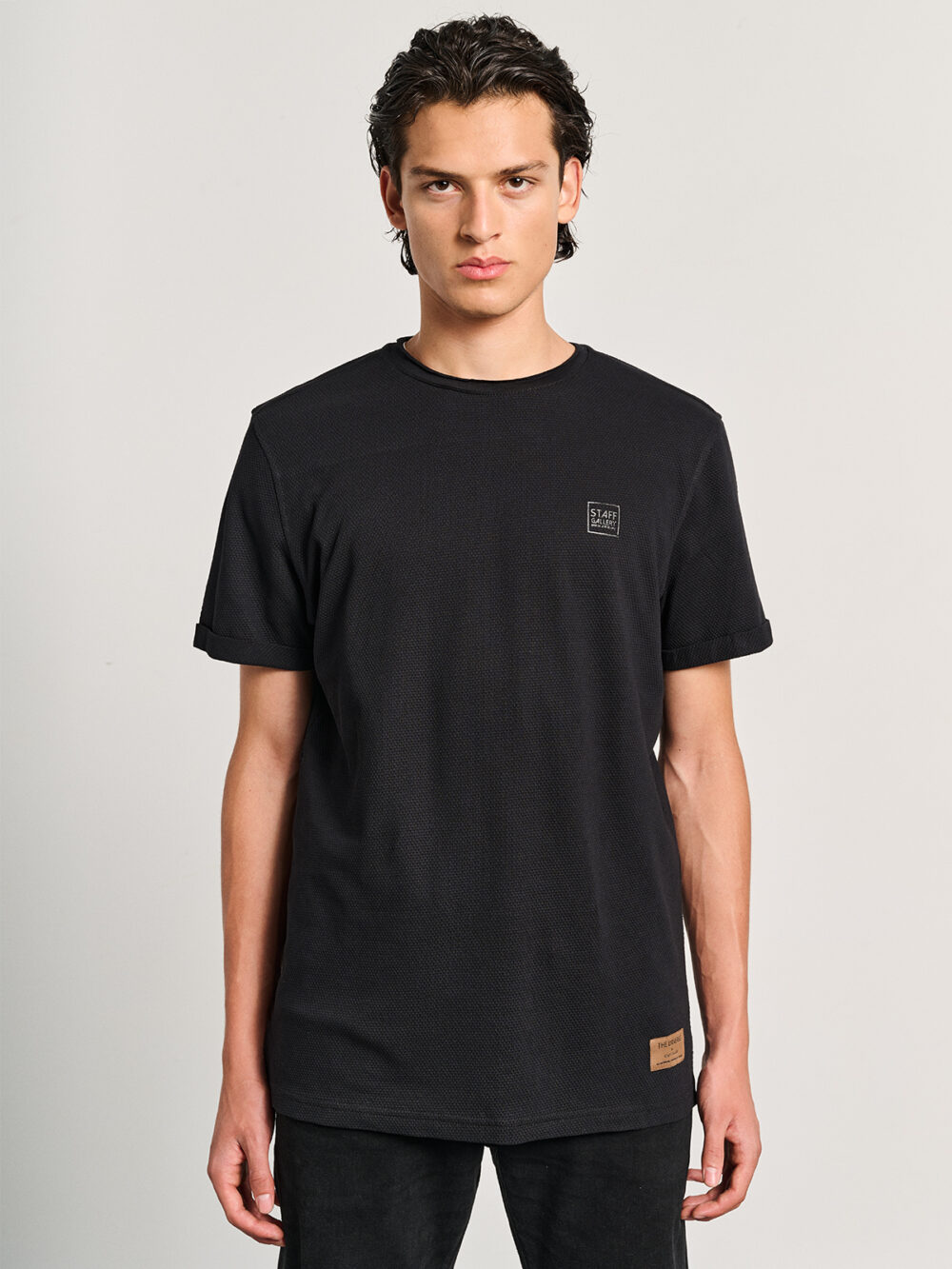 Ανδρικό Μπλουζάκι Χαλαρή Εφαρμογή Κοντό Μανίκι- BLACK