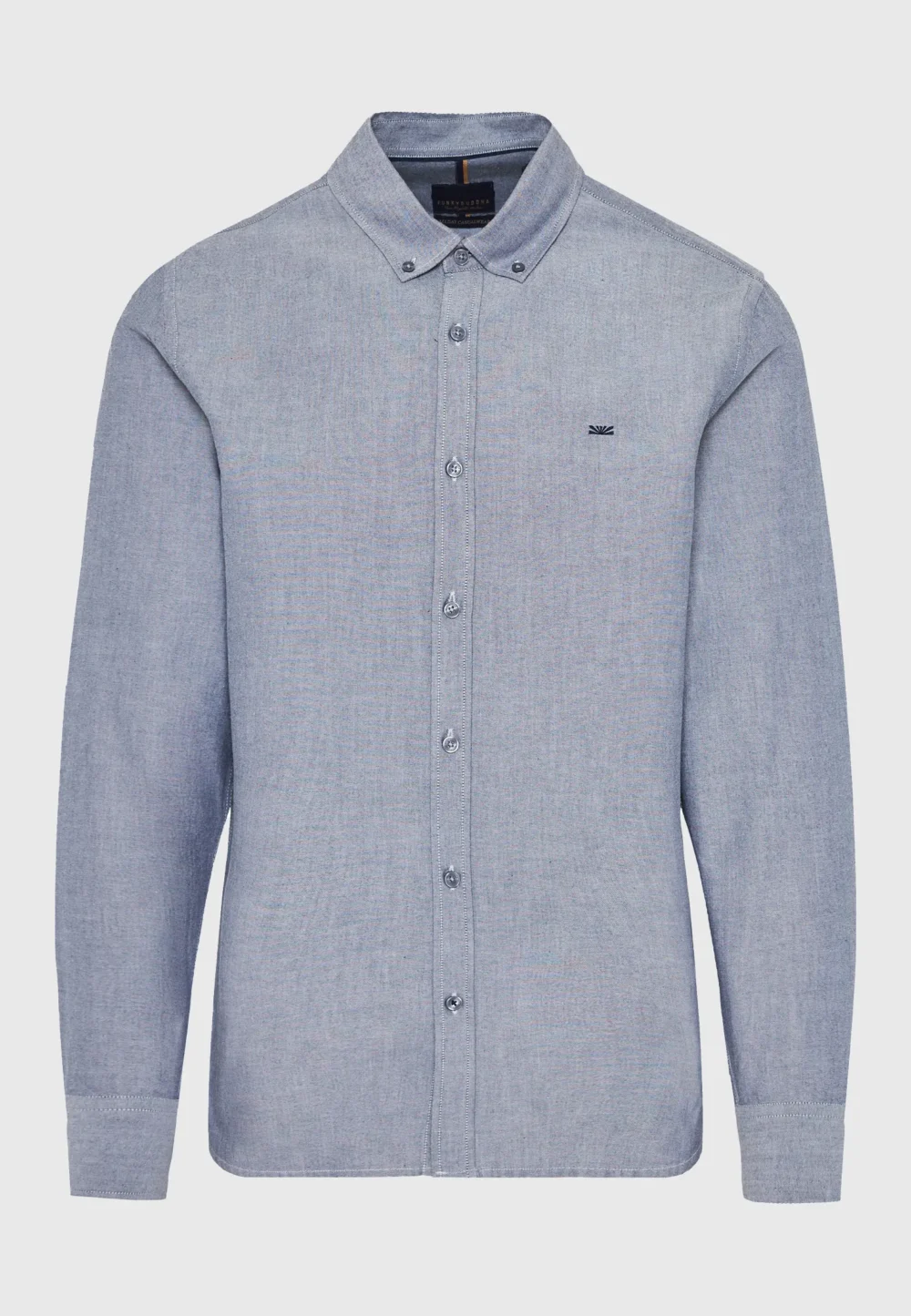 Ανδρικό oxford βαμβακερό πουκάμισο με κεντημένο logo- GREY MEL