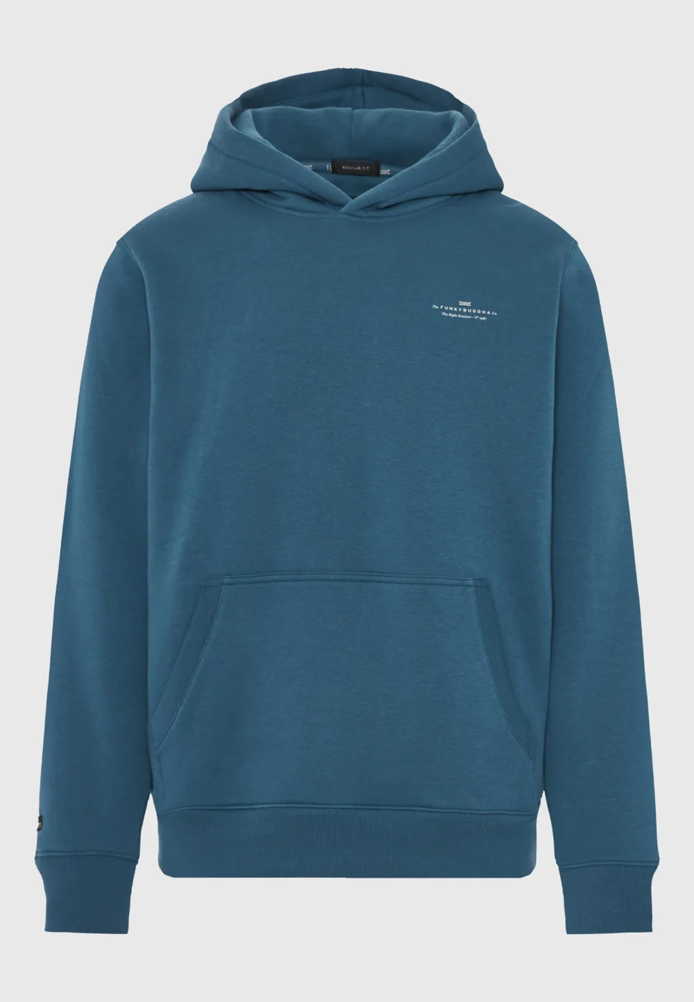 Μονόχρωμο φούτερ με κουκούλα- INDIAN TEAL