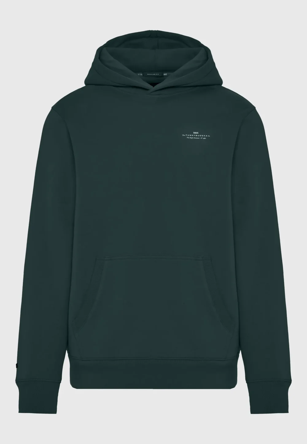 Μονόχρωμο φούτερ με κουκούλα- PINE GREEN