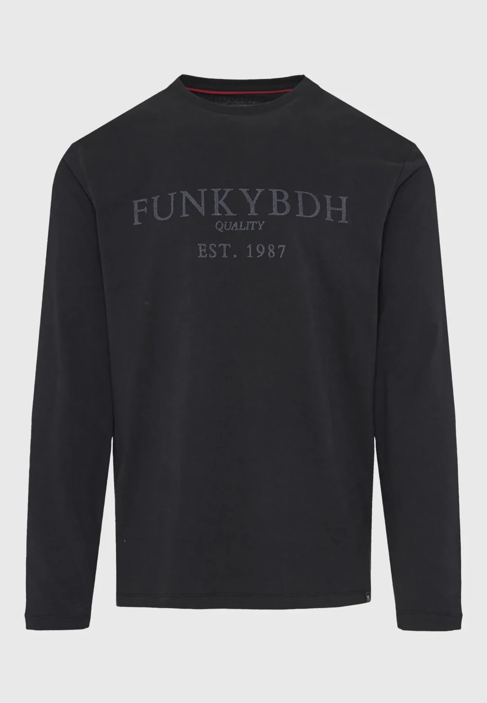 Μακρυμάνικο T-shirt με Funky Buddha τύπωμα στο στήθος- BLACK