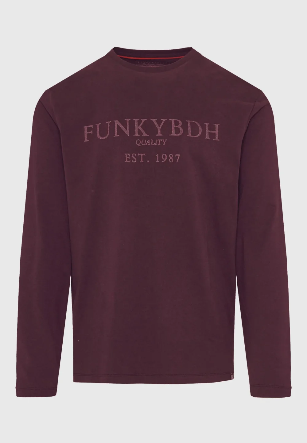 Μακρυμάνικο T-shirt με Funky Buddha τύπωμα στο στήθος- MERLOT