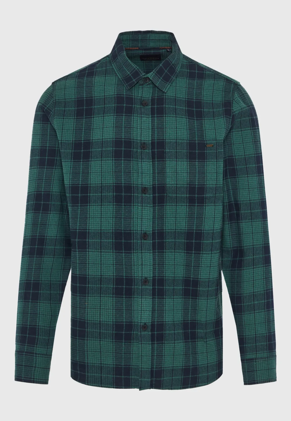 Ανδρικό καρό πουκάμισο με τσέπη στο στήθος- PINE GREEN