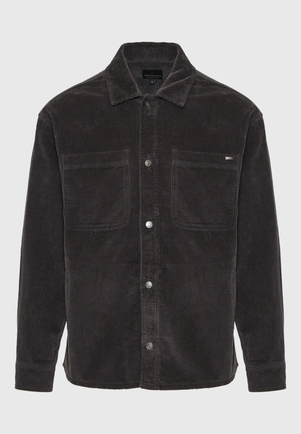 Ανδρικό κοτλέ πουκάμισο με τσέπες στο στήθος- ANTHRACITE