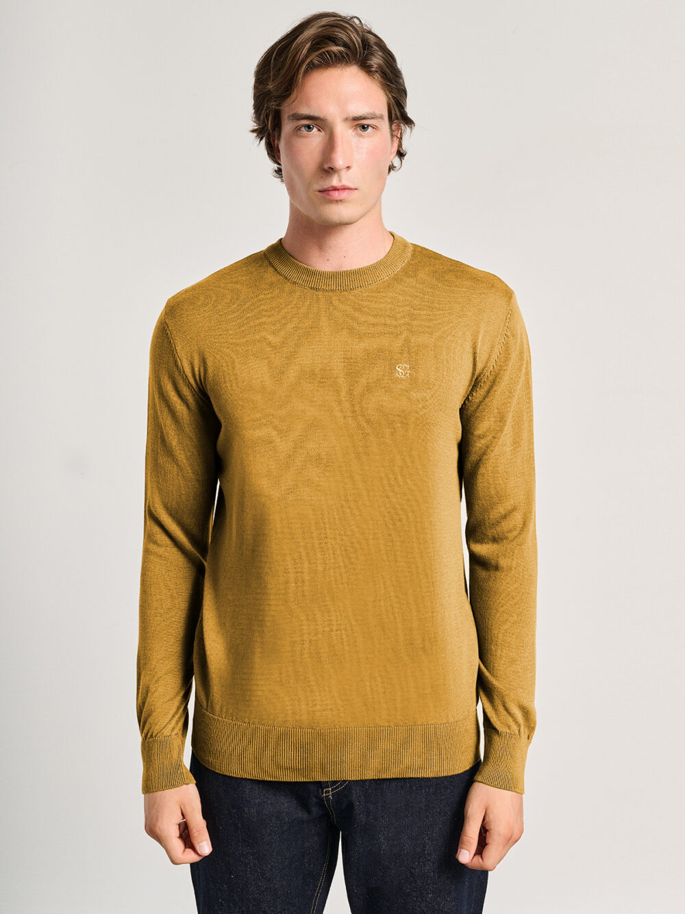 Ανδρική Πλεκτη Μπλούζα Λαιμοκοψη- CAPPUCCINO