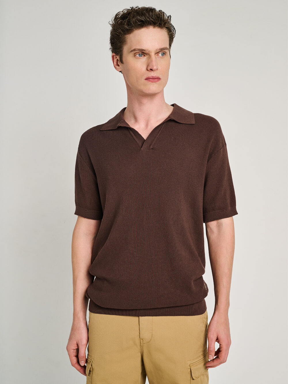 Soren Man Knit Polo-BROWN