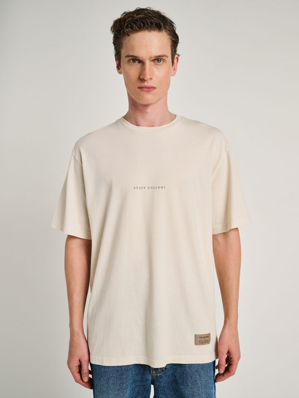 Leo Ανδρικό Μπλουζάκι Χαλαρή Εφαρμογή Κοντο Μανίκι- STONE